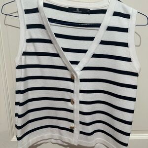 Women's Striped Black and White Vest, Size S
